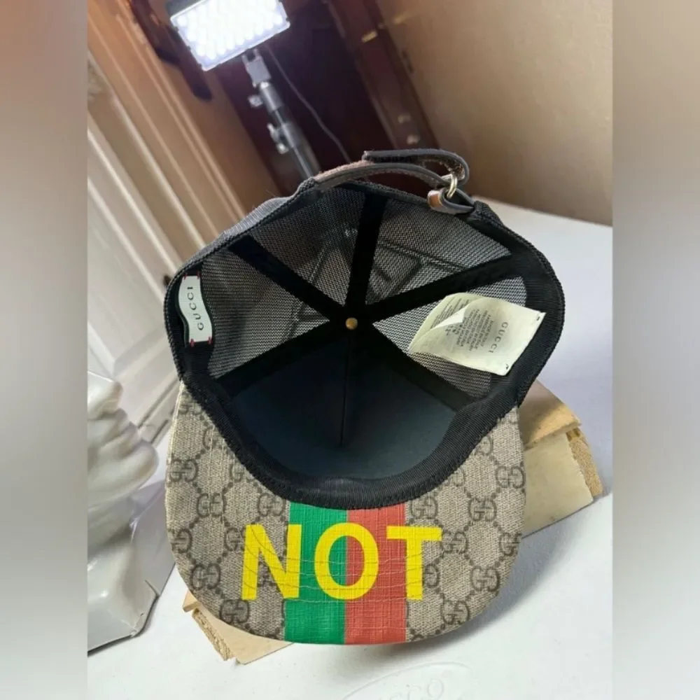 Gucci GG Supreme Monogram Baseball Hat 59 Beige Black